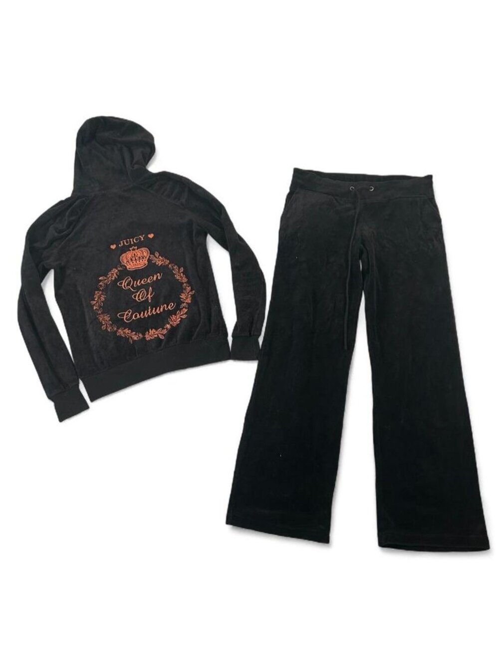 Vintage queen of couture rare black juicy couture tracksuit set